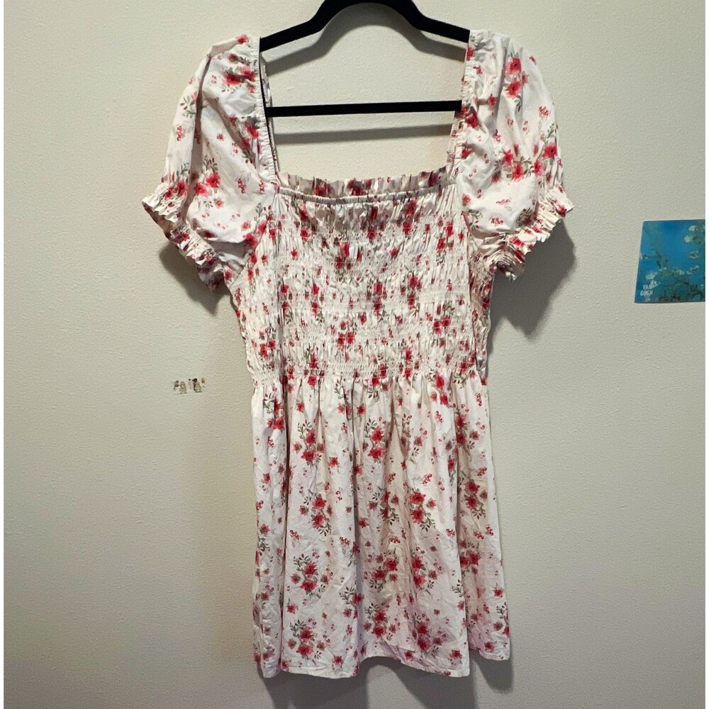 Divided H&M Women’s L Floral Smocked Puff Sleeve Square Neck Sundress Coquette